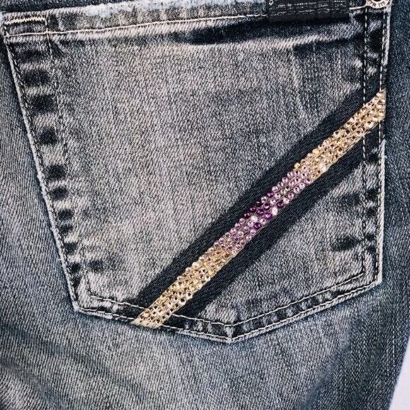 7 for All Mankind Women's Size 28 Straight Leg Jeans Sequin Pocket - Picture 5 of 10